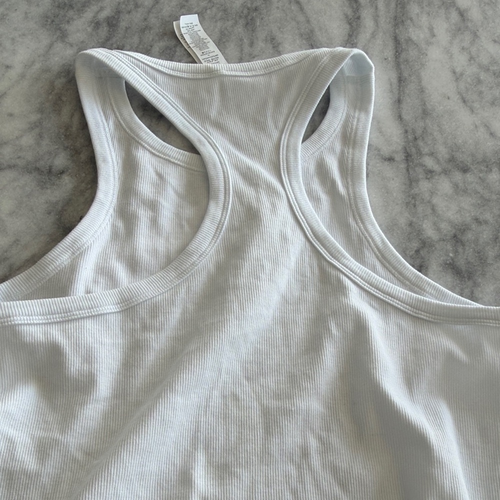 ALO NWT Yoga White Ribbed Racerback Tank Top - Picture 5 of 5